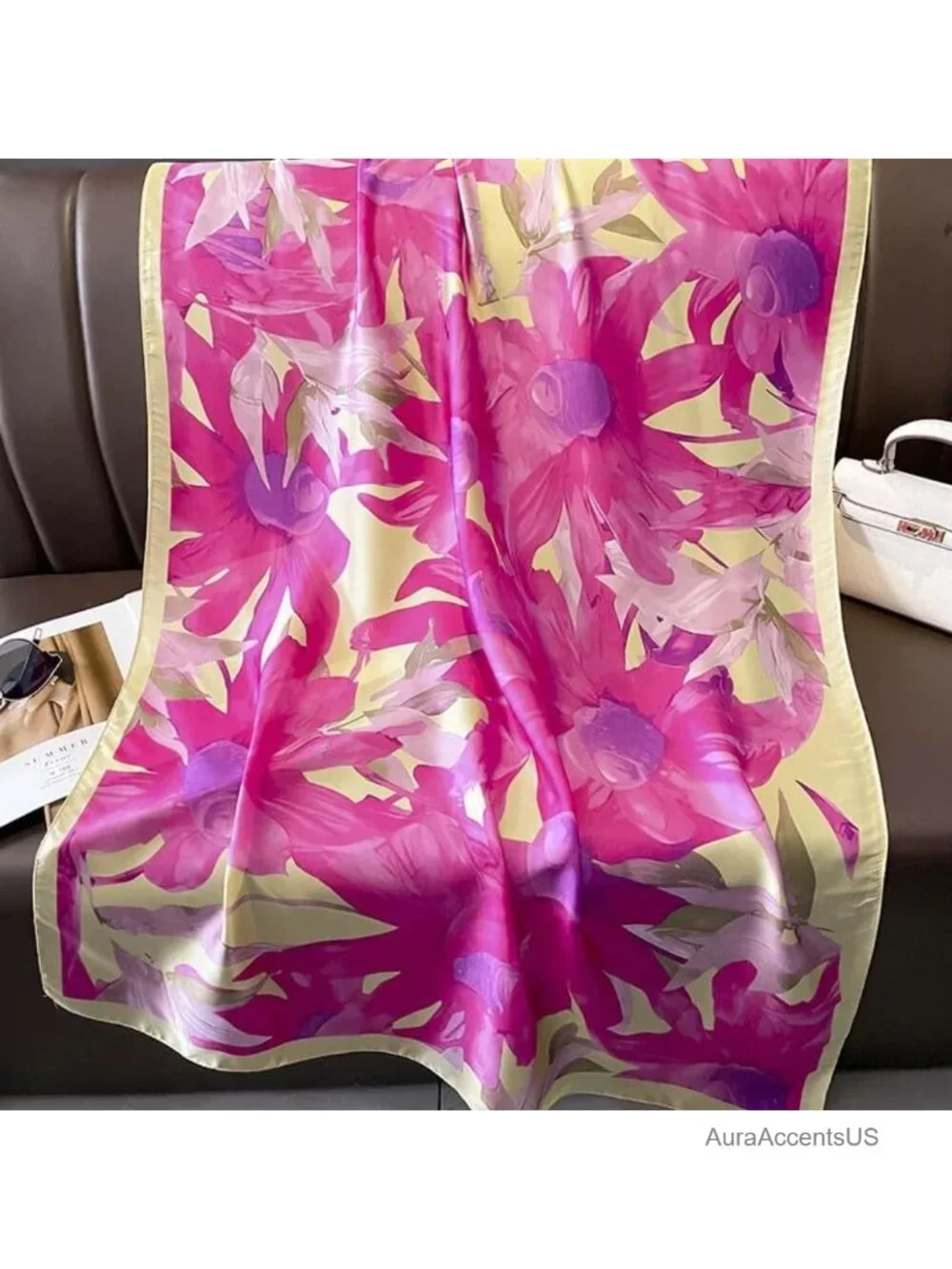 Oversized Luxury Silk Scarf Long Satin Fashion Shawl Wrap